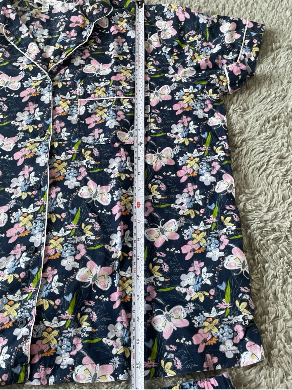 Vera Bradley XL Pajama Set Short Sleeve Button-up Shirt Shorts Bloom Boom Navy - Picture 9 of 12